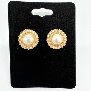 Faux Pearl and Rhinestone earrings